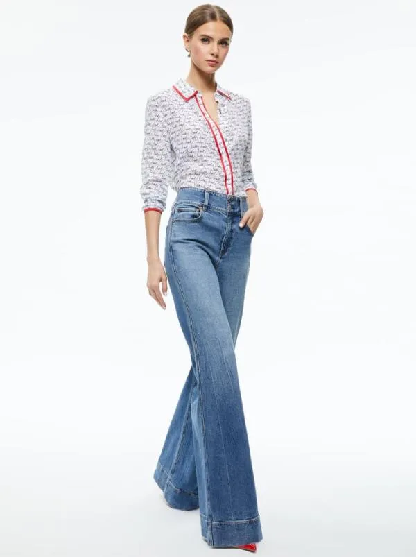 Tops Women Alice Olivia AO X LELE PONS LOVE WILLA BLOUSE Faith