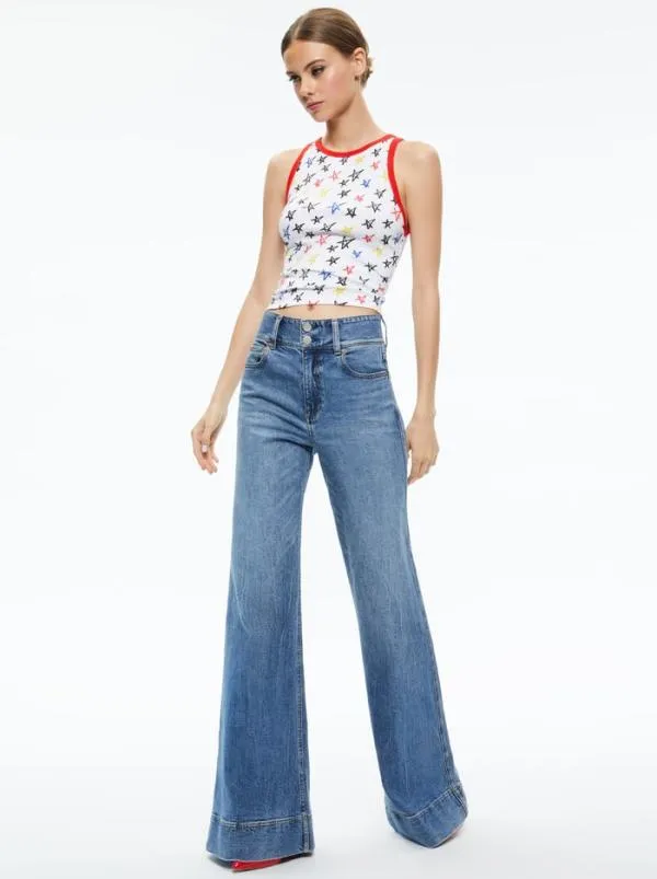 Tops Women Alice Olivia AO X LELE PONS STARS ALLEN TANK Cosmic Light