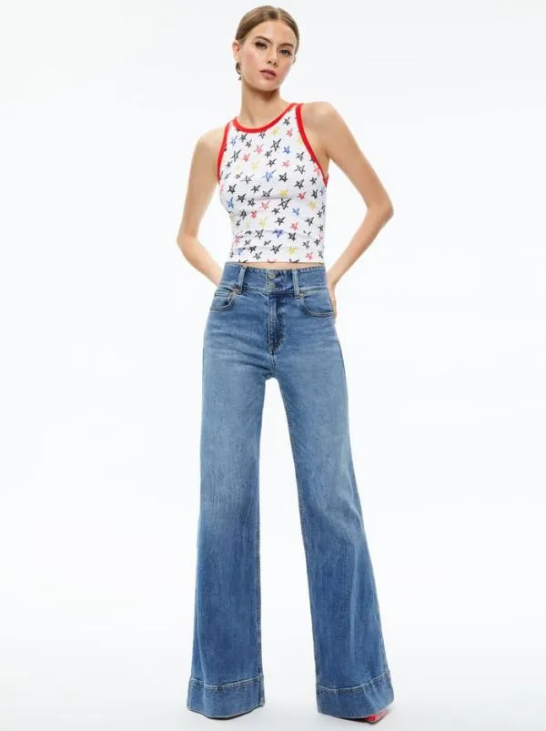 Tops Women Alice Olivia AO X LELE PONS STARS ALLEN TANK Cosmic Light