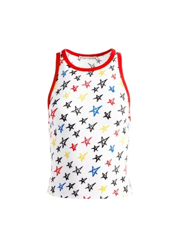 Tops Women Alice Olivia AO X LELE PONS STARS ALLEN TANK Cosmic Light