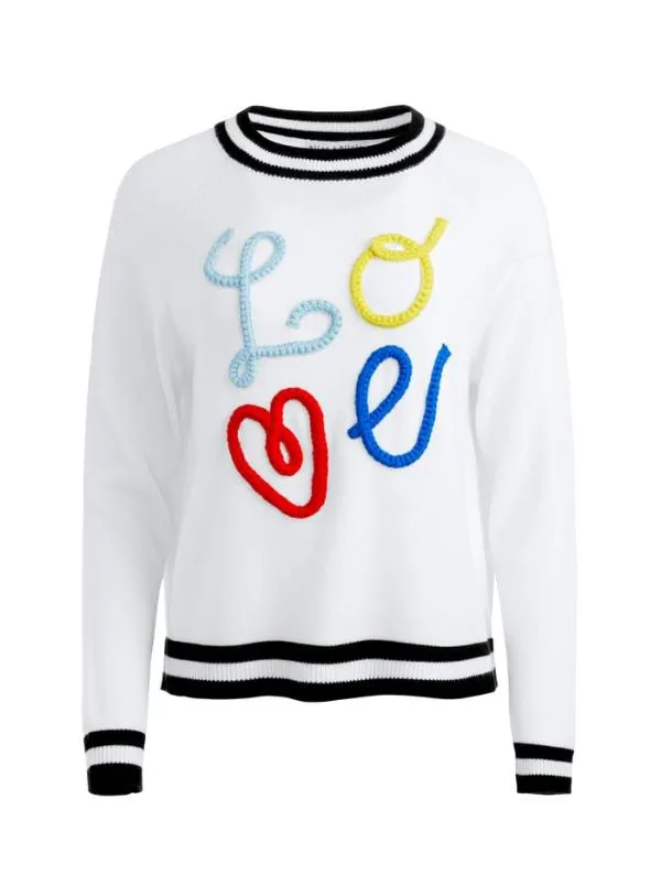 Tops Women Alice Olivia ALBINA LOVE PULLOVER Soft Whiteblack