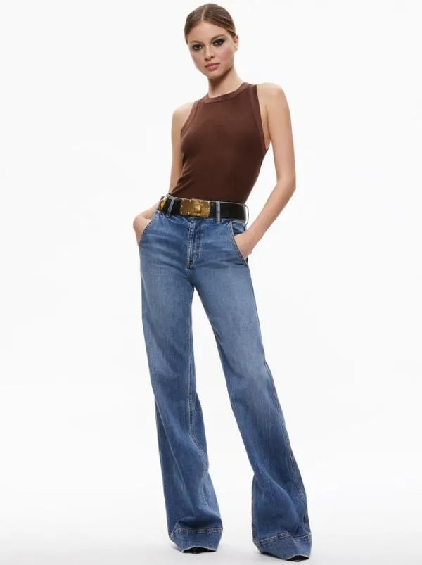 Tops Women Alice Olivia ANGELINA CREWNECK TANK Toffee