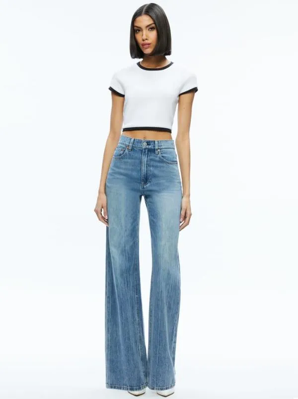 Tops Women Alice Olivia BABY TEE Off Whiteblack