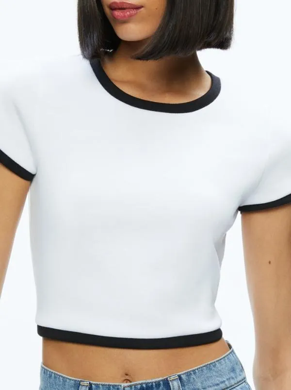 Tops Women Alice Olivia BABY TEE Off Whiteblack