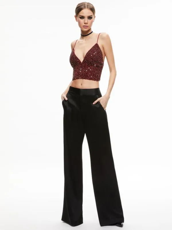 Tops Women Alice Olivia CARLI CRYSTAL EMBELLISHED BRA TOP Bordeaux
