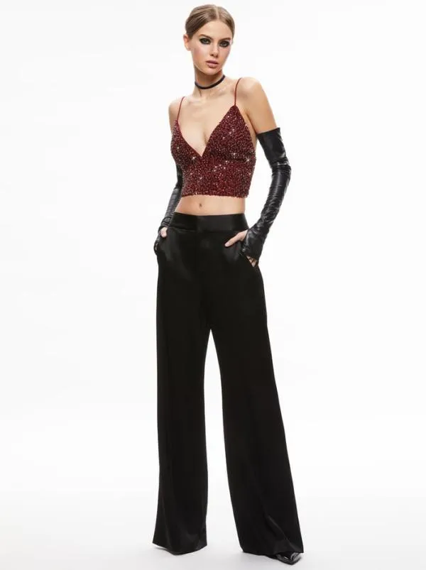 Tops Women Alice Olivia CARLI CRYSTAL EMBELLISHED BRA TOP Bordeaux