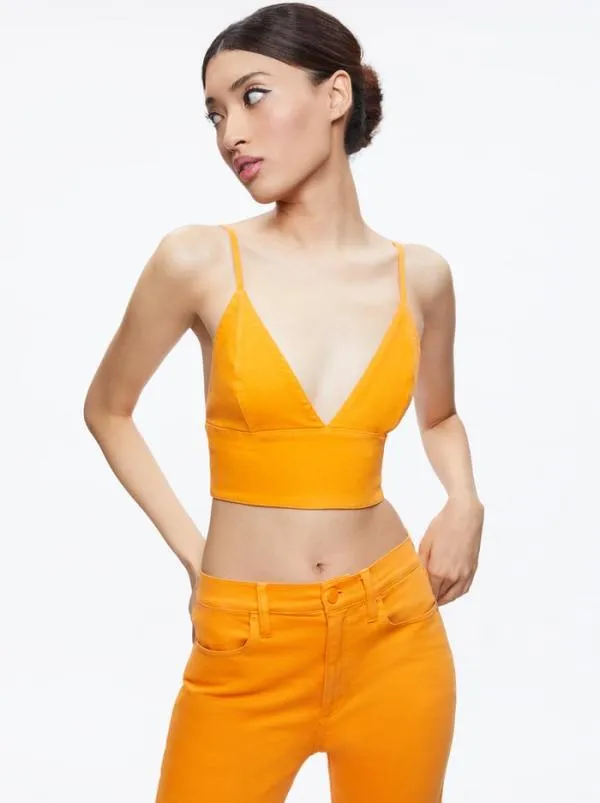 Tops Women Alice Olivia CARLI DENIM BRA TOP Tangerine