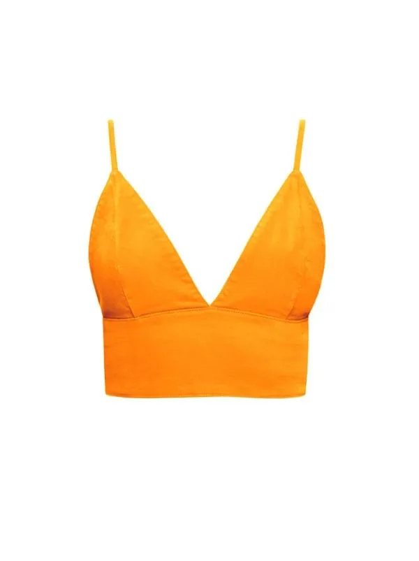 Tops Women Alice Olivia CARLI DENIM BRA TOP Tangerine