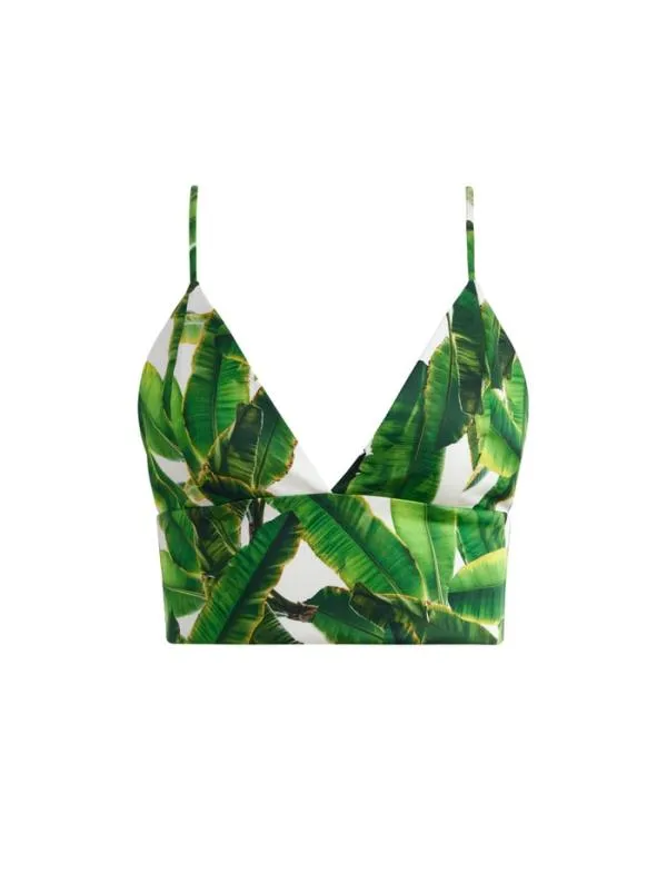 Tops Women Alice Olivia CARLI TIE BACK BRA TOP Sun Palm Off White