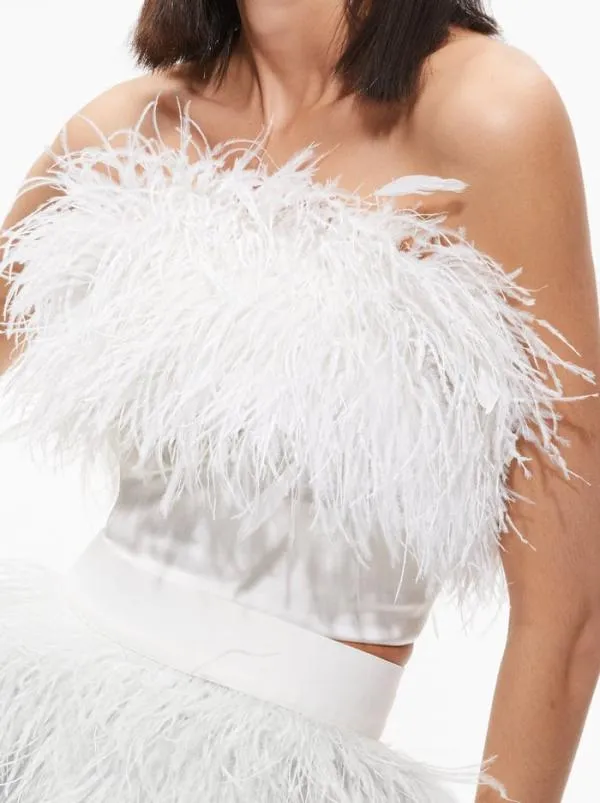 Tops Women Alice Olivia CERESI FEATHER TOP Ecru