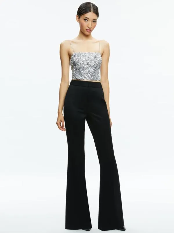 Tops Women Alice Olivia CERESI SEQUIN BANDEAU CROP TOP Champagnesilver