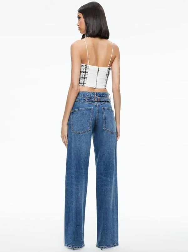 Tops Women Alice Olivia CERESI TWEED CROP TOP Off Whiteblack