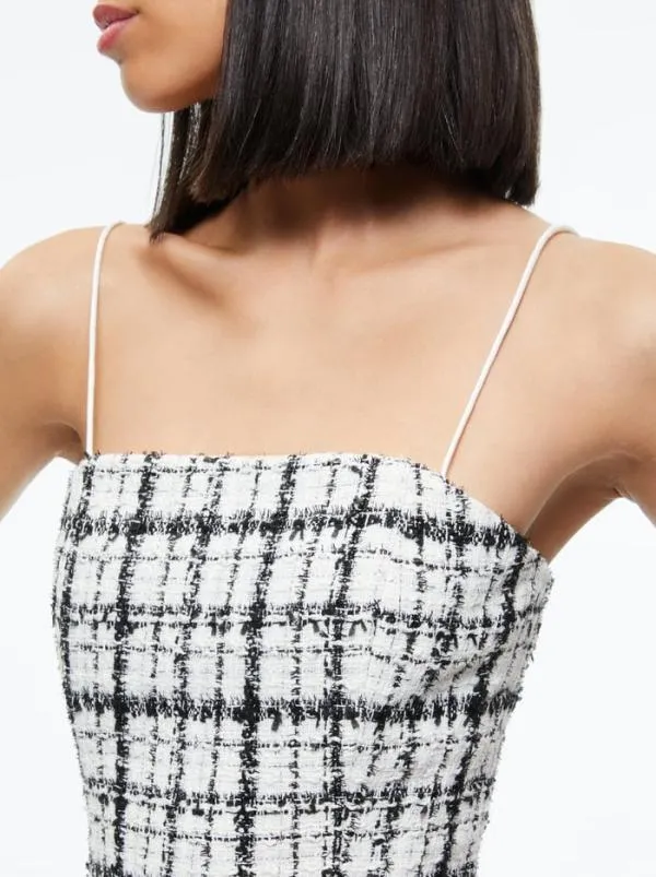 Tops Women Alice Olivia CERESI TWEED CROP TOP Off Whiteblack