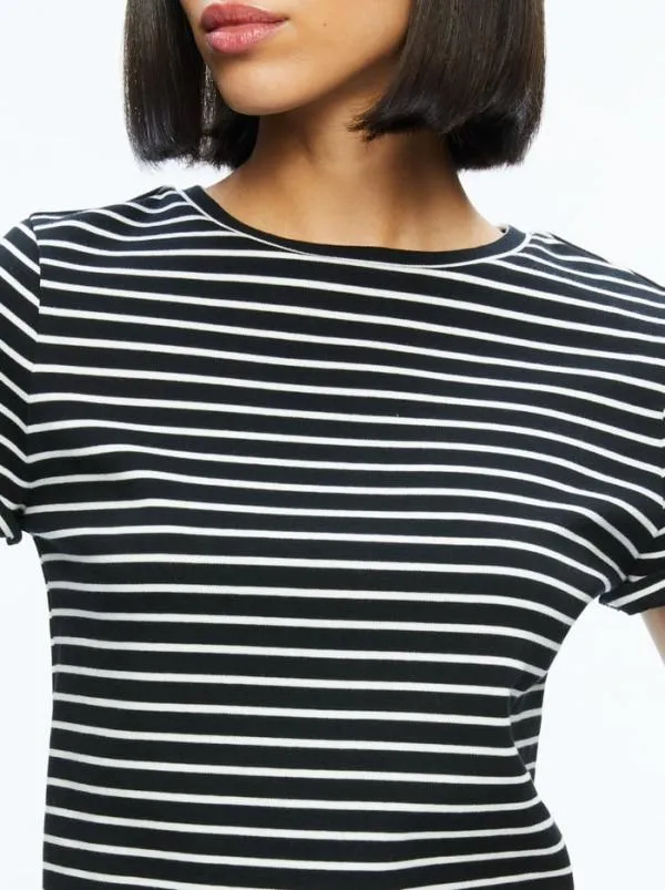 Tops Women Alice Olivia CINDY CLASSIC CROPPED TEE Blackoff White Stripe