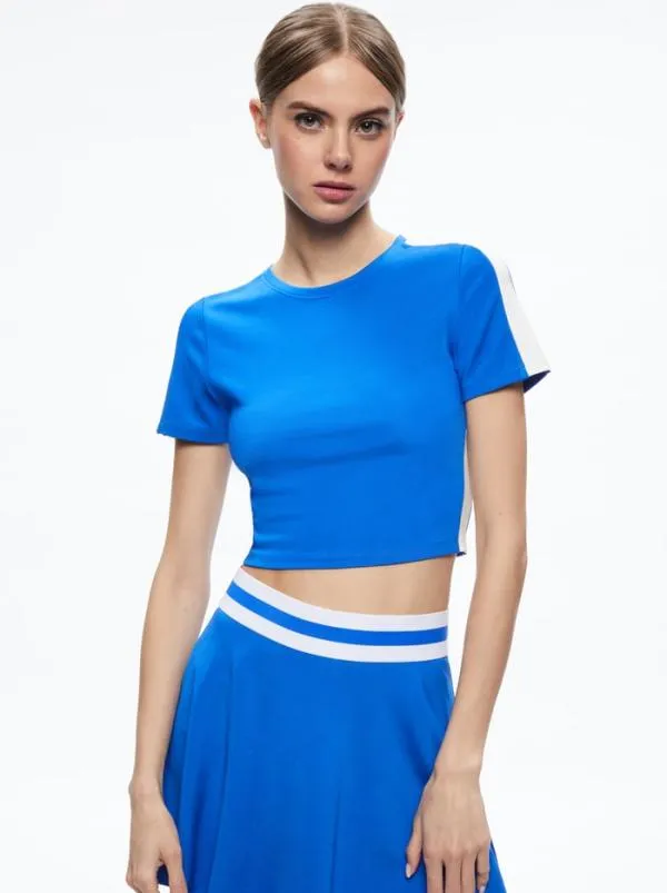 Tops Women Alice Olivia CINDY PICKLEBALL CROPPED TEE Sapphirewhite
