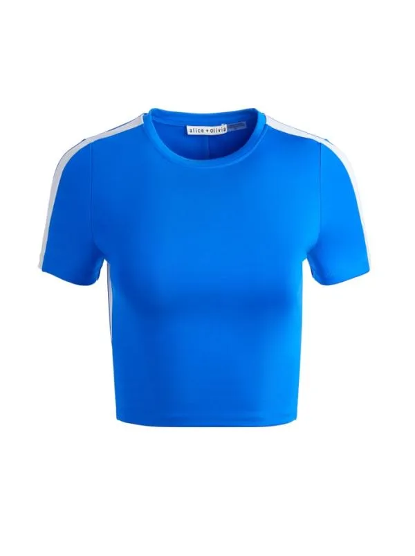 Tops Women Alice Olivia CINDY PICKLEBALL CROPPED TEE Sapphirewhite
