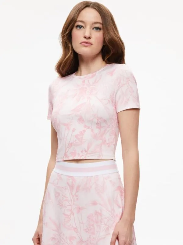 Tops Women Alice Olivia CINDY PICKLEBALL CROPPED TEE Vignette Shell Pink