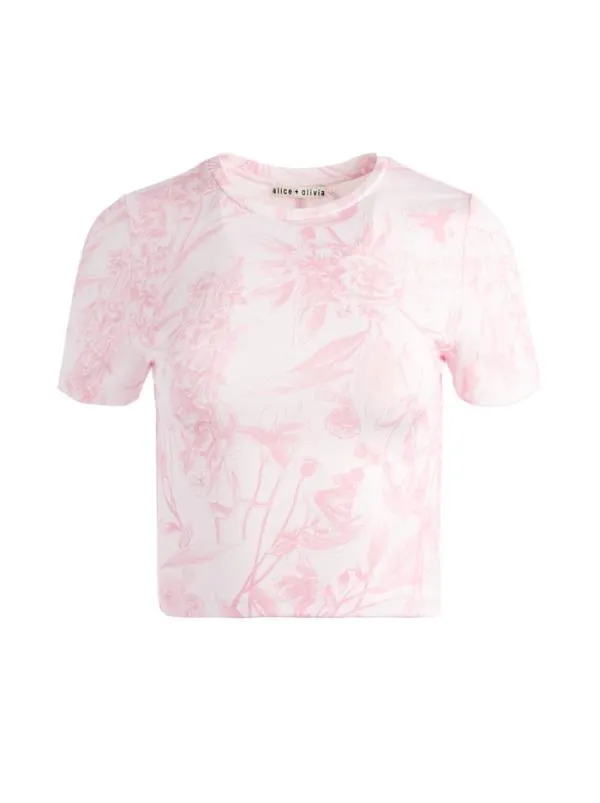 Tops Women Alice Olivia CINDY PICKLEBALL CROPPED TEE Vignette Shell Pink