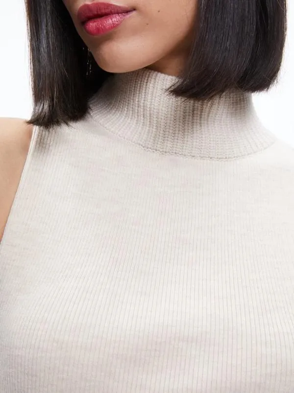 Tops Women Alice Olivia DARCEY TURTLENECK SWEATER TANK Almond Heather