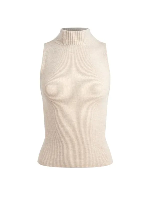 Tops Women Alice Olivia DARCEY TURTLENECK SWEATER TANK Almond Heather