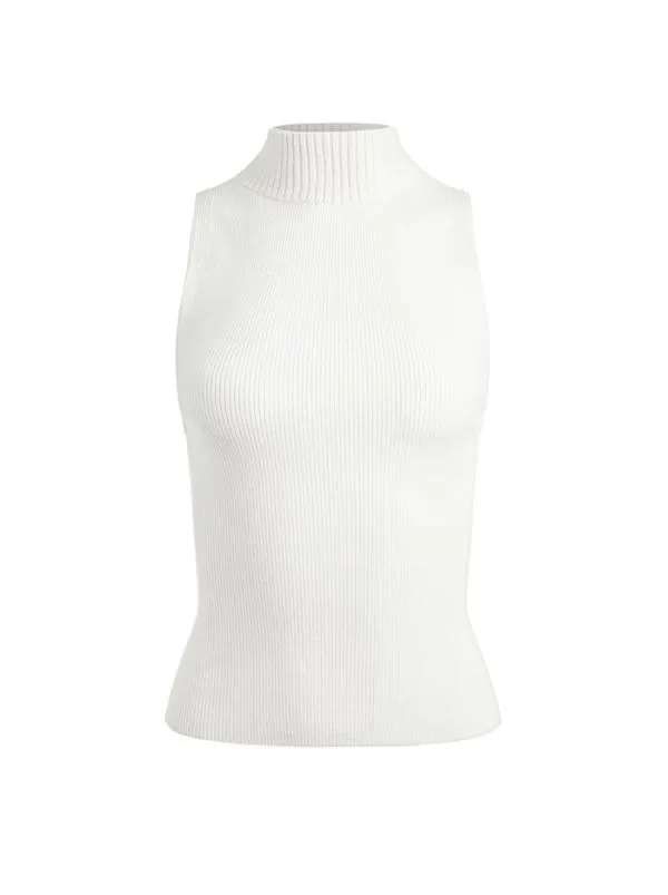 Tops Women Alice Olivia DARCEY TURTLENECK SWEATER TANK Ecru