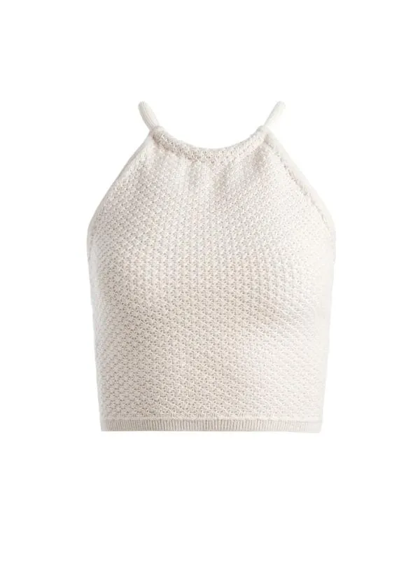 Tops Women Alice Olivia DARIA POINETELLE CORD BACK HALTER TOP Sand