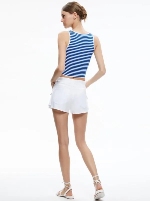 Tops Women Alice Olivia DARYN BUTTON FRONT CROPPED TANK Whitesapphire