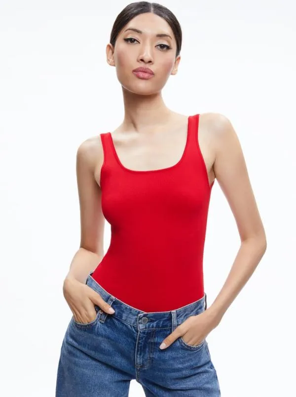 Tops Women Alice Olivia DARYN SCULPTING TANK Perfect Ruby