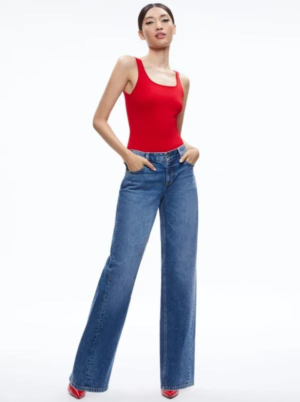 Tops Women Alice Olivia DARYN SCULPTING TANK Perfect Ruby