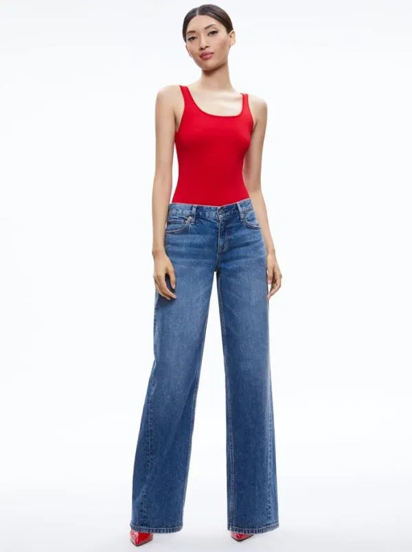 Tops Women Alice Olivia DARYN SCULPTING TANK Perfect Ruby