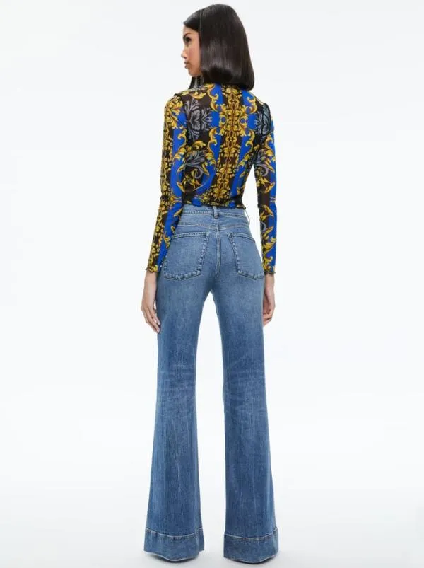 Tops Women Alice Olivia DELAINA LONG SLEEVE TOP Regal Romance Sapphire