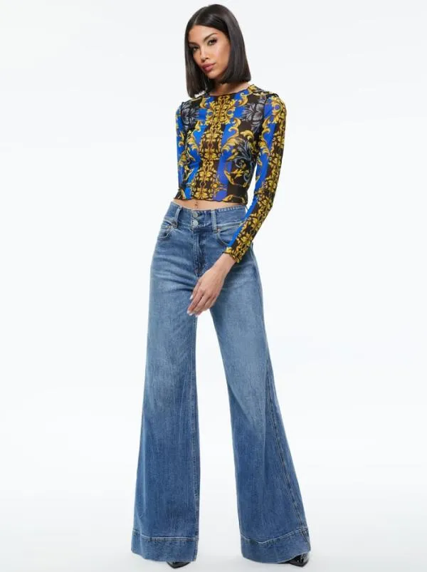 Tops Women Alice Olivia DELAINA LONG SLEEVE TOP Regal Romance Sapphire