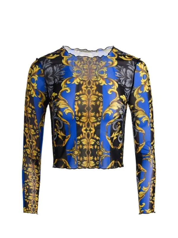 Tops Women Alice Olivia DELAINA LONG SLEEVE TOP Regal Romance Sapphire