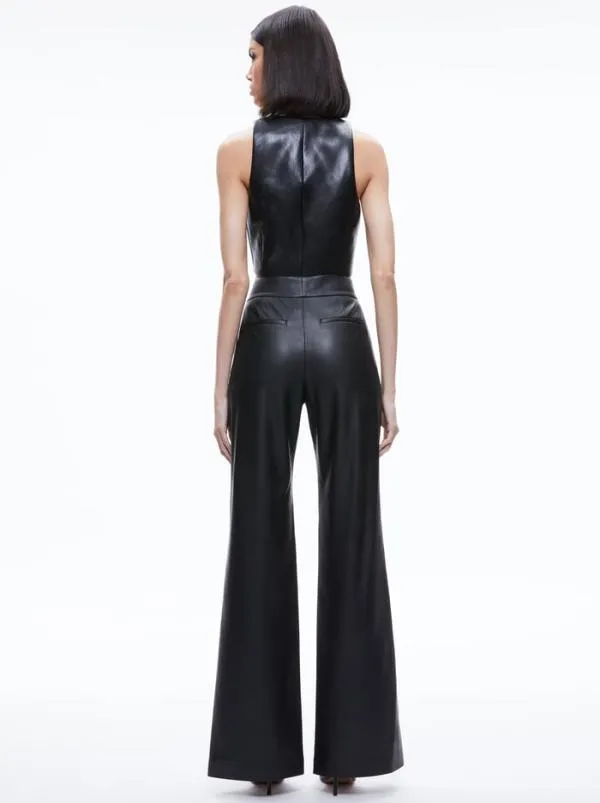 Tops Women Alice Olivia DONNA VEGAN LEATHER VEST Black