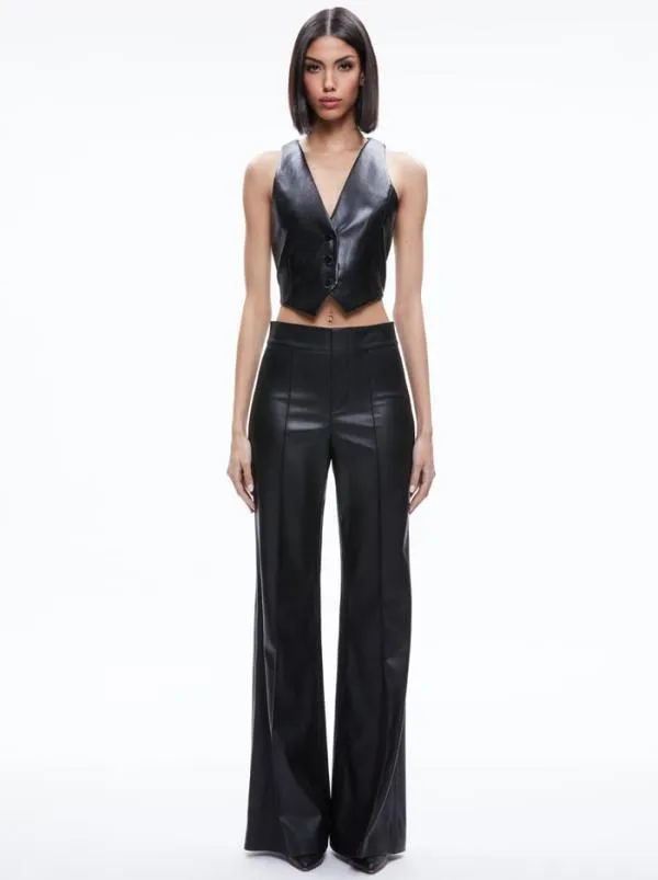 Tops Women Alice Olivia DONNA VEGAN LEATHER VEST Black