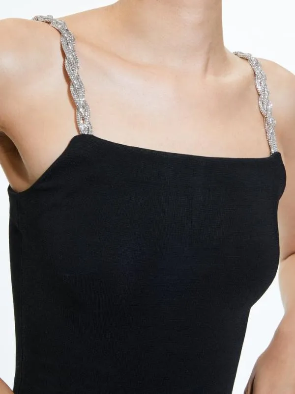 Tops Women Alice Olivia DRINA EMBELLISHED STRAP TANK Black