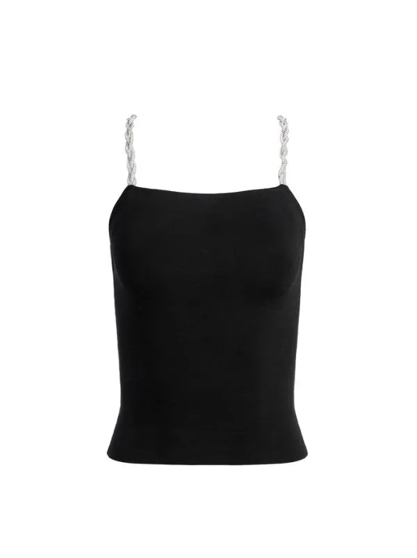 Tops Women Alice Olivia DRINA EMBELLISHED STRAP TANK Black
