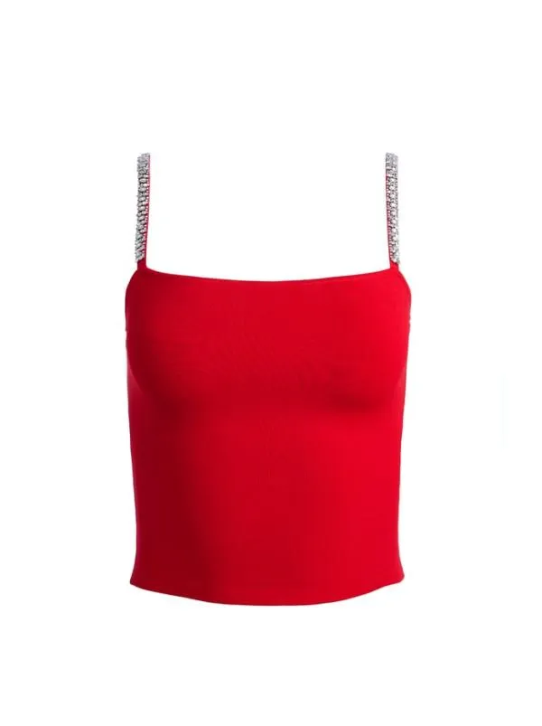 Tops Women Alice Olivia DRINA EMBELLISHED STRAP TANK Perfect Ruby