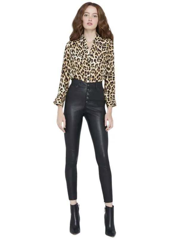 Tops Women Alice Olivia ELOISE BUTTON DOWN LEOPARD BLOUSE Spotted Leopard Multi