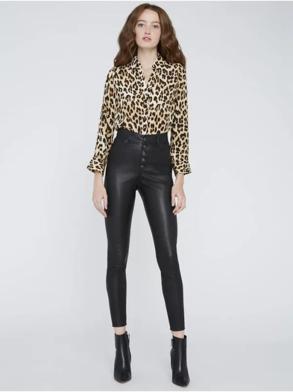 Tops Women Alice Olivia ELOISE BUTTON DOWN LEOPARD BLOUSE Spotted Leopard Multi