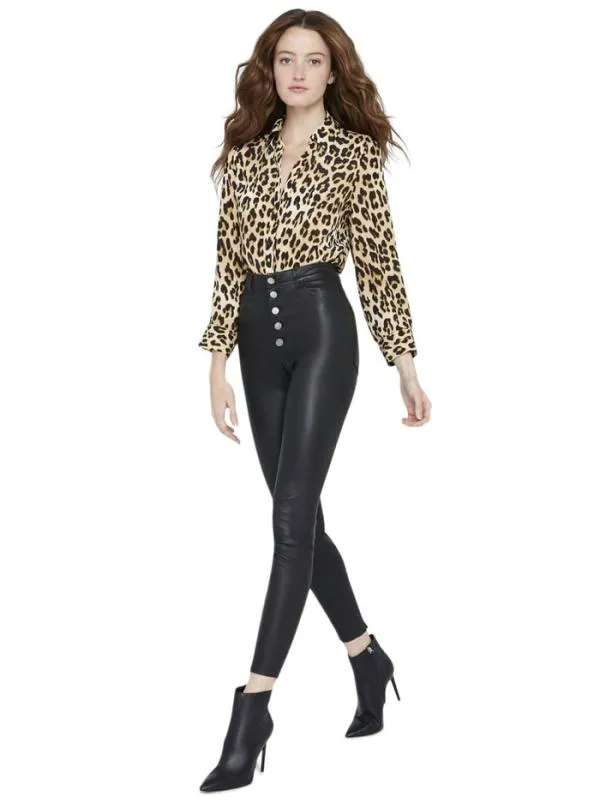 Tops Women Alice Olivia ELOISE BUTTON DOWN LEOPARD BLOUSE Spotted Leopard Multi