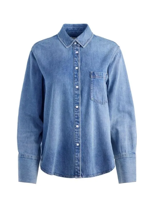 Tops Women Alice Olivia FINELY DENIM BUTTON DOWN Sadie Lt Vintage Blue
