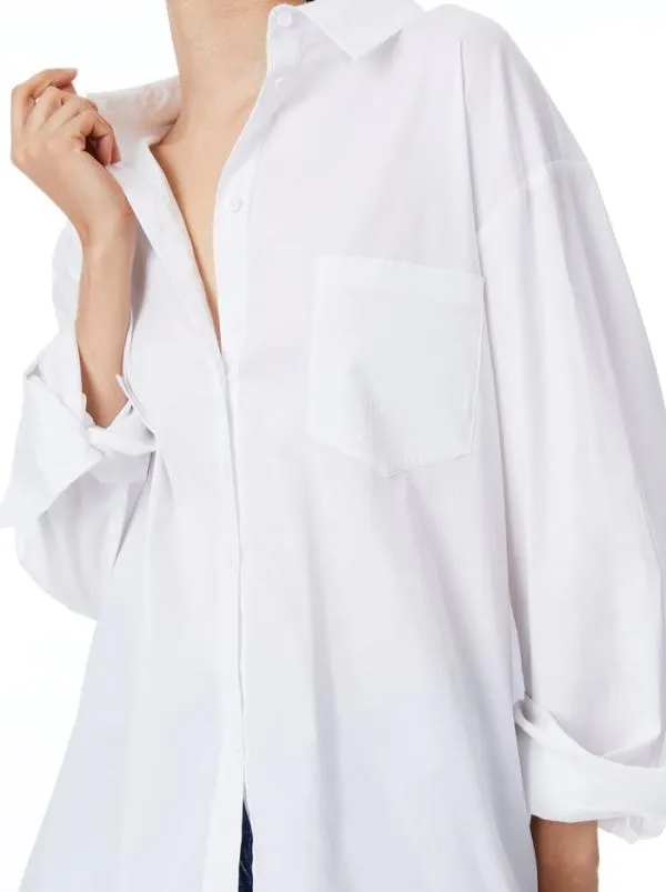 Tops Women Alice Olivia FINELY OVERSIZED LONG BUTTON DOWN SHIRT White