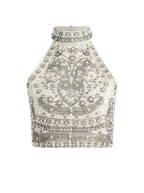 Tops Women Alice Olivia GATZ EMBELLISHED HIGH NECK TOP Multi