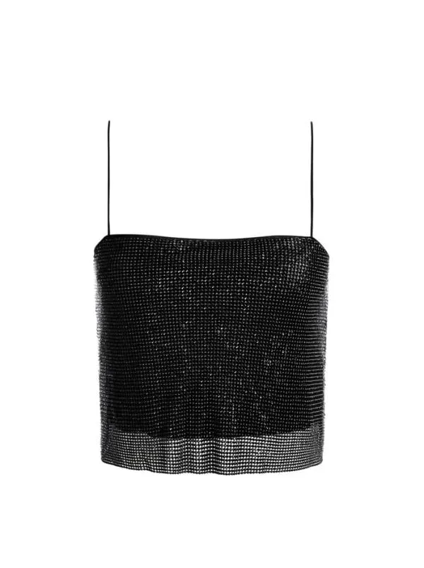 Tops Women Alice Olivia GRAZI EMBELLISHED SPAGHETTI STRAP TOP Black