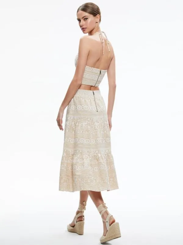 Tops Women Alice Olivia JAYMEE TIE NECK CROPPED HALTER TOP Naturalwhite