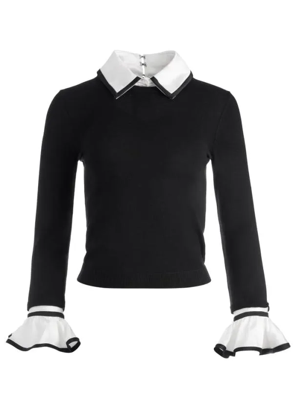 Tops Women Alice Olivia JUSTINA COMBINATION SWEATER Black Combo