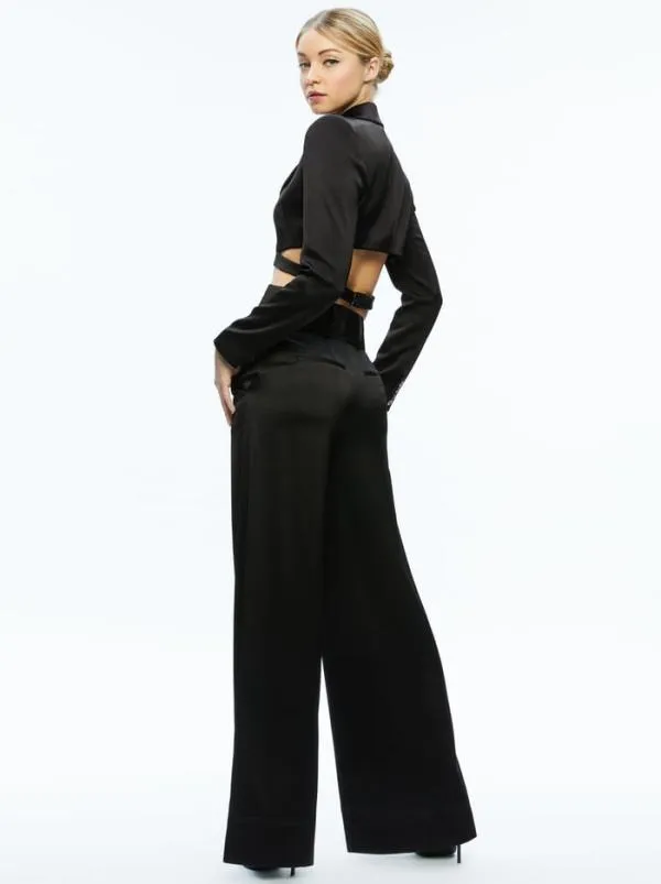 Tops Women Alice Olivia LEONE CROPPED WRAP BLAZER Black