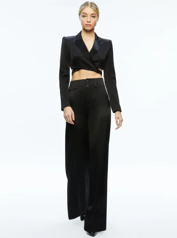 Tops Women Alice Olivia LEONE CROPPED WRAP BLAZER Black