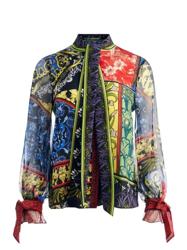 Tops Women Alice Olivia LLOYD TIE NECK BLOUSE After Sunset